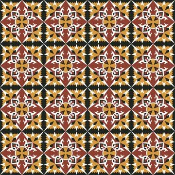 Red-yellow spanish tiles pattern Stock Illustration