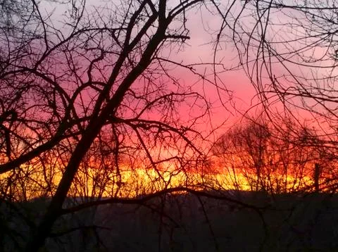 Red yellow sunset Stock Photos