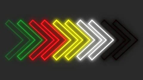 Red yellow white green and black colored arrow stroke animation transition Stock Footage