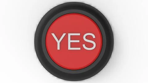 Red yes button isolated 3d illustration render Illustrazione stock