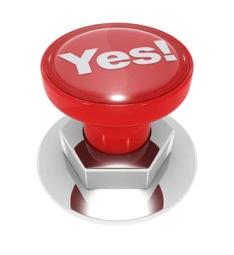 Red Yes Button , rendered image. Stock Illustration