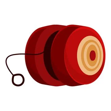 Red yo yo toy with string for playing and having fun Illustrazione stock