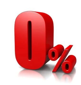 Red zero percent number on white background 3d illustration Illustrazione stock