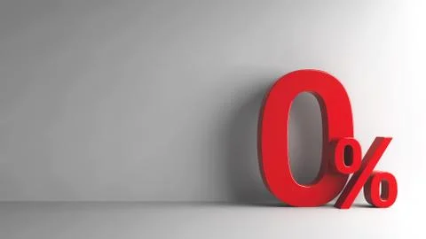 Red Zero Percent sign Stock Illustration