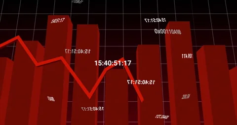 Red zigzag line graph being animated on dark grid, showing fluctuating values Stock Footage 309106824