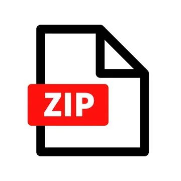 Red ZIP file icon. Compressed data file. Computer file. Vector. Stock Illustration
