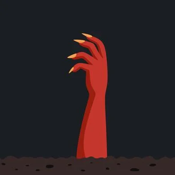 Red Zombie Hand, Vector Illustration. Zombie Hand, Scary Zombie Hand Rising.. イラスト素材