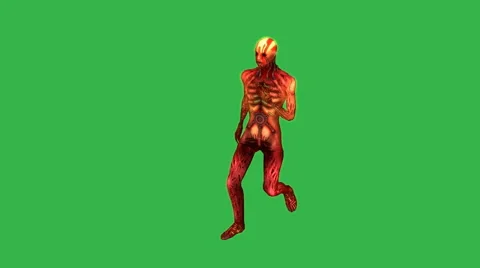 Red Zombie Man, Walking:  Looping + Matte Video stock 55915622