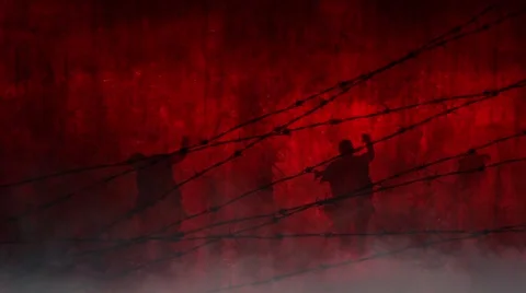 Red Zombies Behind the Wire Stock Footage 54801830
