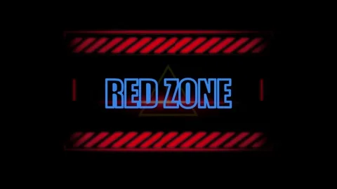 Red zone warning text notification graphic animated digital alert signage Stock Footage 345568073