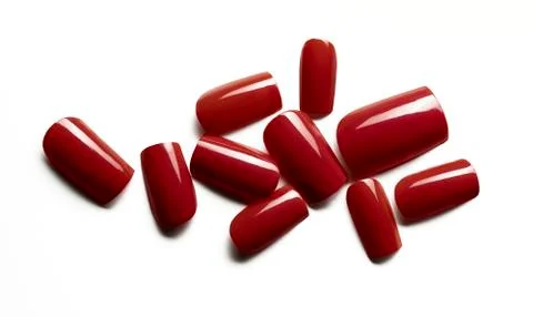 Red_artificial_fingernails Stock Photos