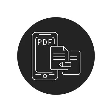 Redactor mobile application in smartphone black glyph icon. Pictogram for web Illustrazione stock