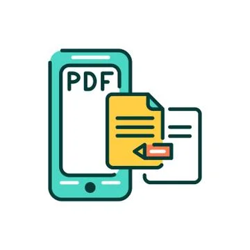 Redactor mobile application in smartphone color line icon. Pictogram for web  Stock Illustration