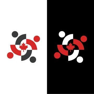 Redblack canada maple leaf vector logo design Stock Illustration