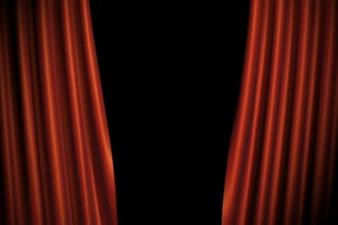 Red/blue Curtains Opening. Includes Alpha. Stock Footage 828224