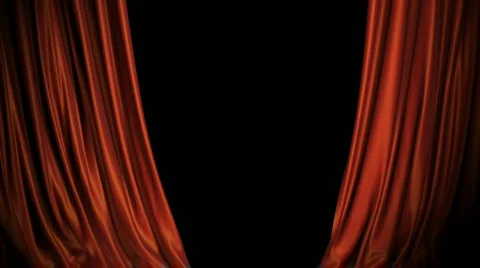 Red/blue Curtains Opening On Stage. Includes Alpha. Stock Footage 828285