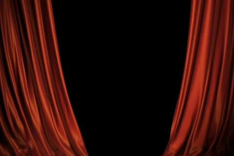 Red/blue Curtains Opening On Stage. Includes Alpha. Stock Footage 828301