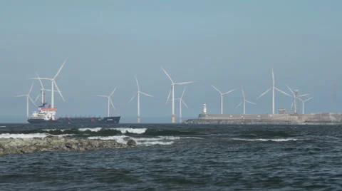 Redcar Wind Farm, Teesside Video stock 49581307