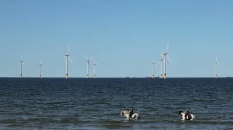 Redcar Wind Farm, Teesside Stock Footage 54776846