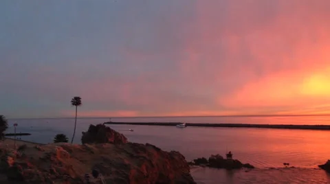 The reddest coastal  sunset ever. Stock Footage 54565812