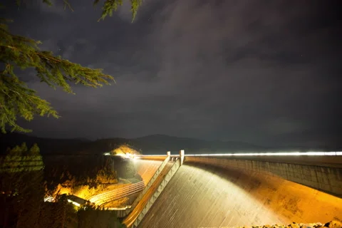 Redding Dam at Night : Time Lapse Stock Footage 64538012