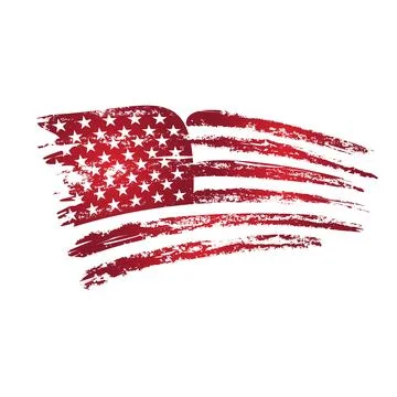 Reddish American Flag in American Map White Background Vector Art Stockillustratie