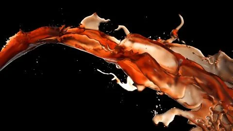 Reddish liquid splash on a black background stock photo Stock Illustration