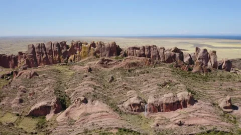Reddish rock formations in Aramu Muru near Puno, Peru Stock Footage 171673244