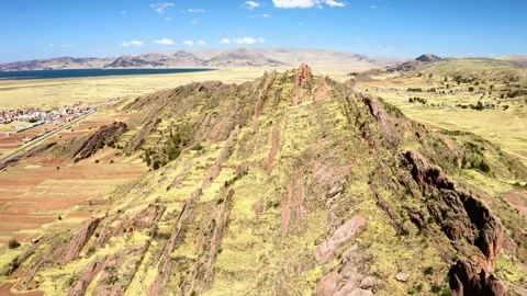 Reddish rock formations in Aramu Muru near Puno, Peru Stock Footage 172140802