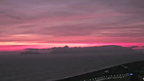 Reddish sunset over the island Stock Footage 277076718