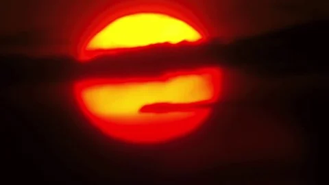 Reddish sunset the sun at the edge of town Stock Footage 72266808