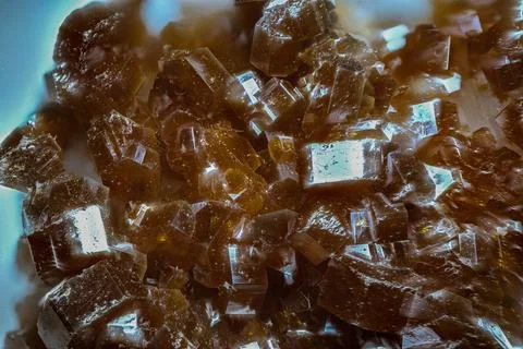 Reddish vanadite crystals on bedrock Stock Photos