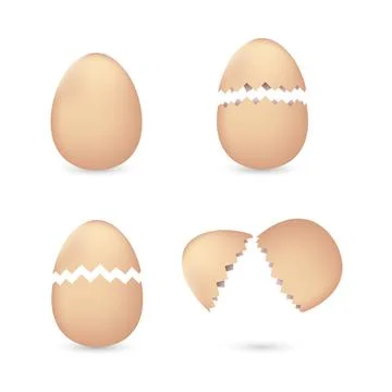 Reddish yellow cracked eggs set Stock Illustration