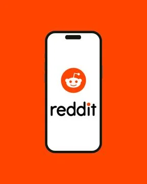 Reddit logo on the smartphone iPhone 14 screen Illustrazione stock