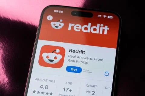 Reddit mobile application ranking Stock Photos
