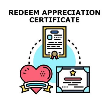 Redeeming appreciation certificate for recognition and reward Illustrazione stock