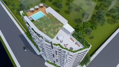 Redefining Elegance 3D Renderings of Residential Building Exteriors Stock-Illustration