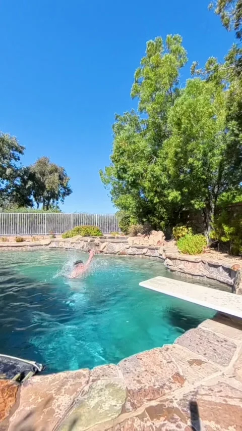 Redemption After Diving Board Fail, Santa Clarita, California, USA - 10 Oct 2024 Stock Footage 311404216