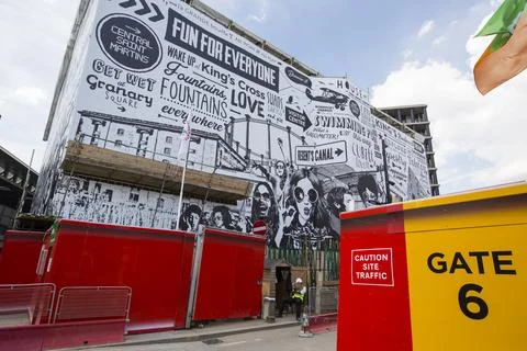 Redevelopment construction work at Kings Cross, London, UK. Stock Photos