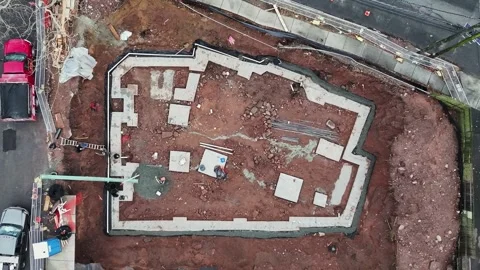 Redevelopment Foundation from an aerial view Stock Footage 264524350