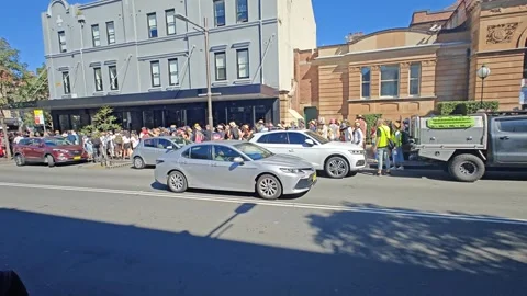 REDFERN AT COMPLETE STANDSTILL AS YES VOTE SUPPORTERS ARRIVE FOR THE VOICE RALLY Stock Footage 250442353