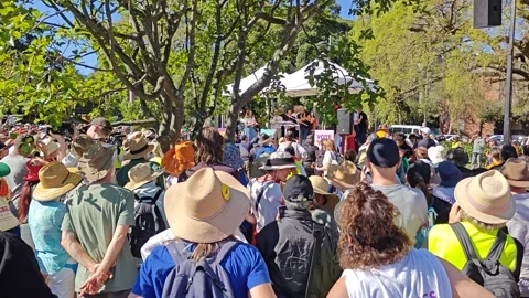 REDFERN CROWDS CHEERING IN SUPPORT OF REFERENDUM YES VOTE AUSTRALIA 4K Stock Footage 250443523