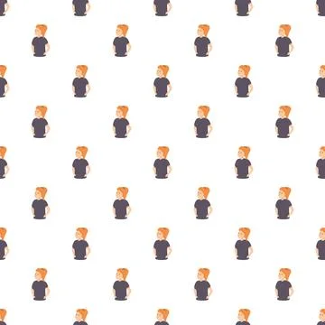 Redhead cartoon character repeating pattern background Stock Illustration