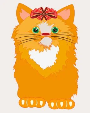 Redhead cat with bow Stock Illustration
