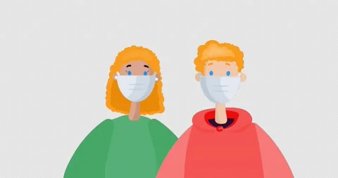 Redhead Couple Wearing Protective Mask. Quarantine. Covid-19 pandemic. Video stock 172032860
