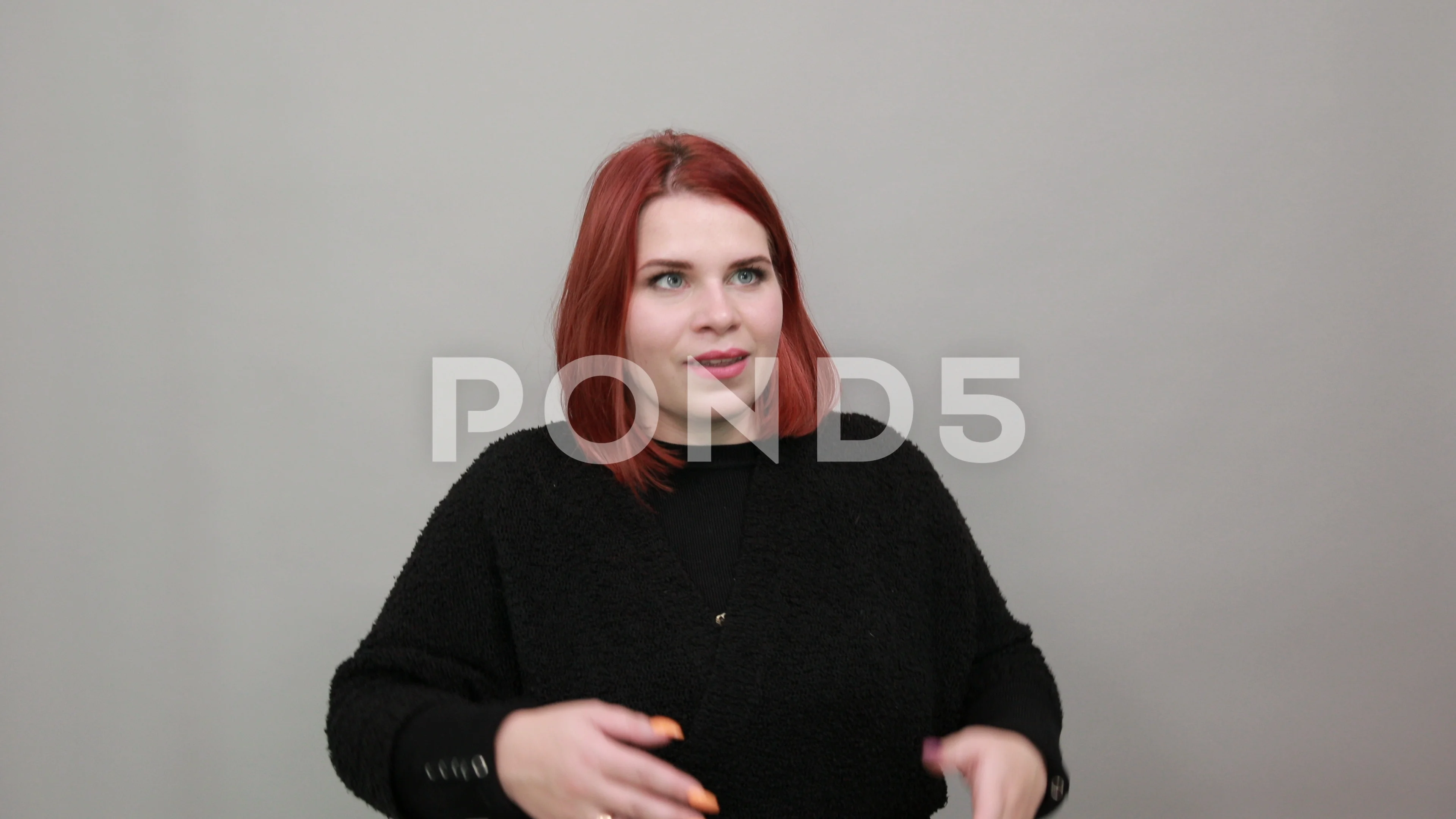 3840px x 2160px - redhead fat lady in black sweater surpri... | Stock Video | Pond5