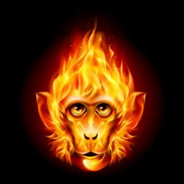 Redhead Fire Monkey Stock Illustration