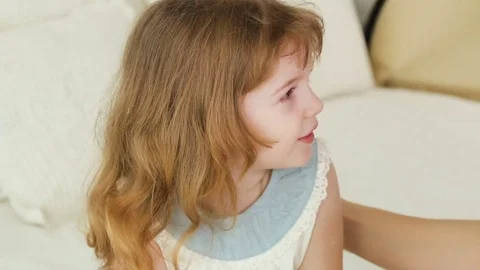 Redhead girl with long hair two years Stock Footage
