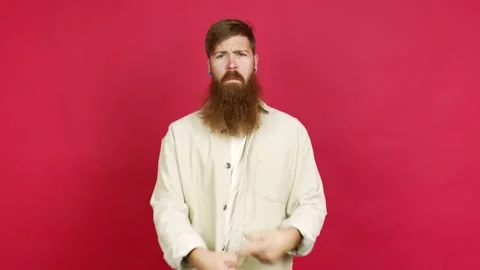 Redhead man with long beard Stock Footage 166751828