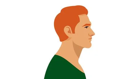 Redhead Man. A young, attractive man. Portrait side view. Modern illustration Stock Illustration